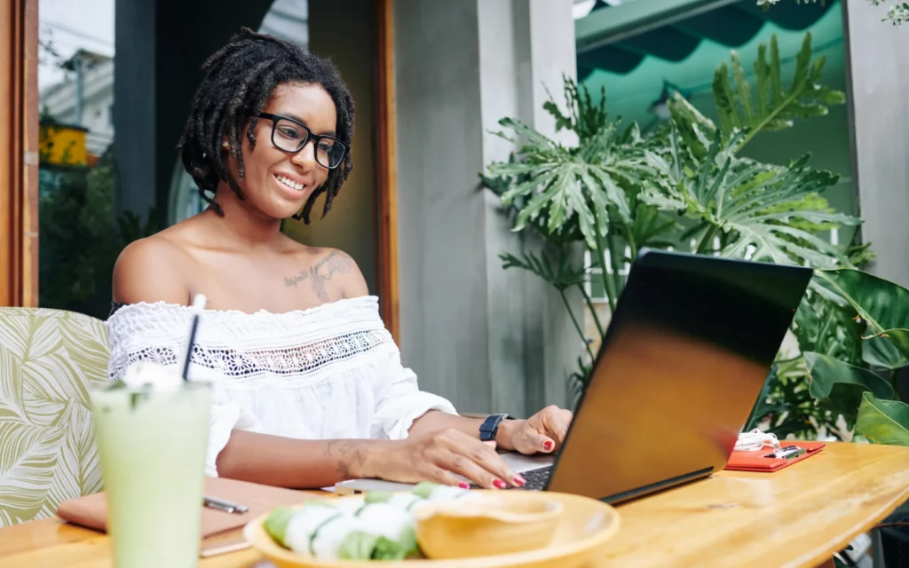 Woman working on social media strategy