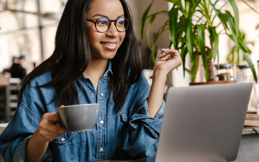 Woman working on a laptop