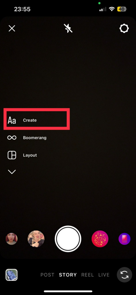 Create button