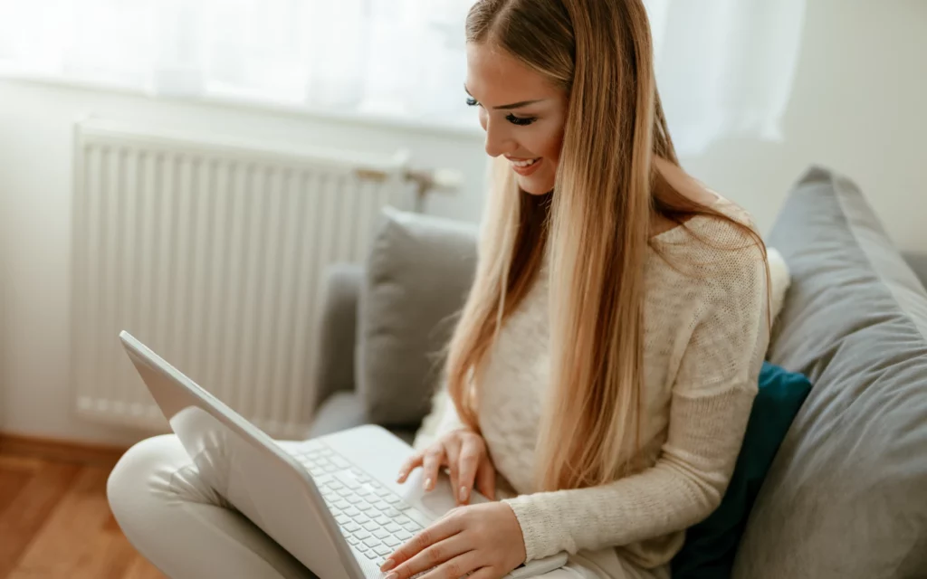 Young woman checking her engagement metrics on IG