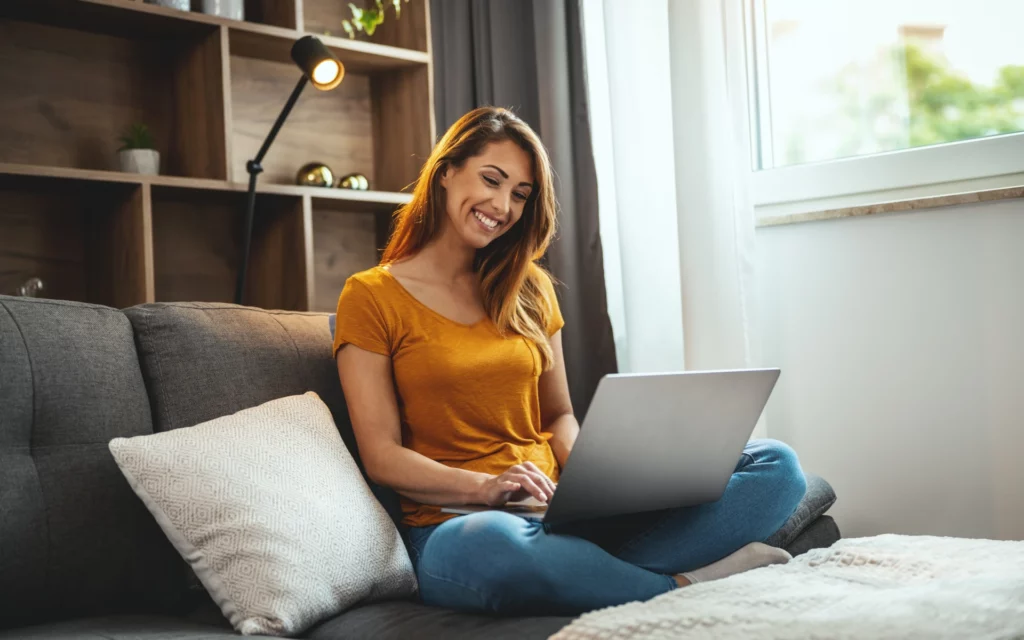 A woman setting up her Instagram profile