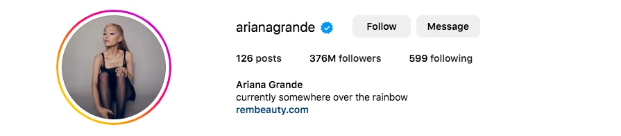 Ariana Grande's Instagram account