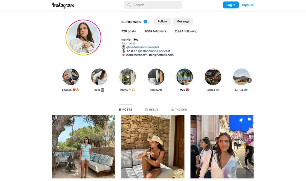 Isa Hernaez's Instagram profile