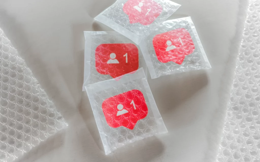 Instagram followers icon in bubble wrap 