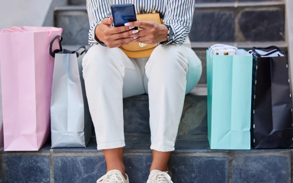 A women using her Instagram profile to shop