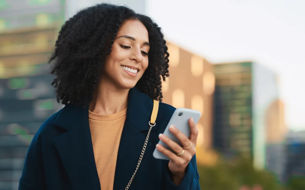 Woman checking if her Instagram account verification request was approved