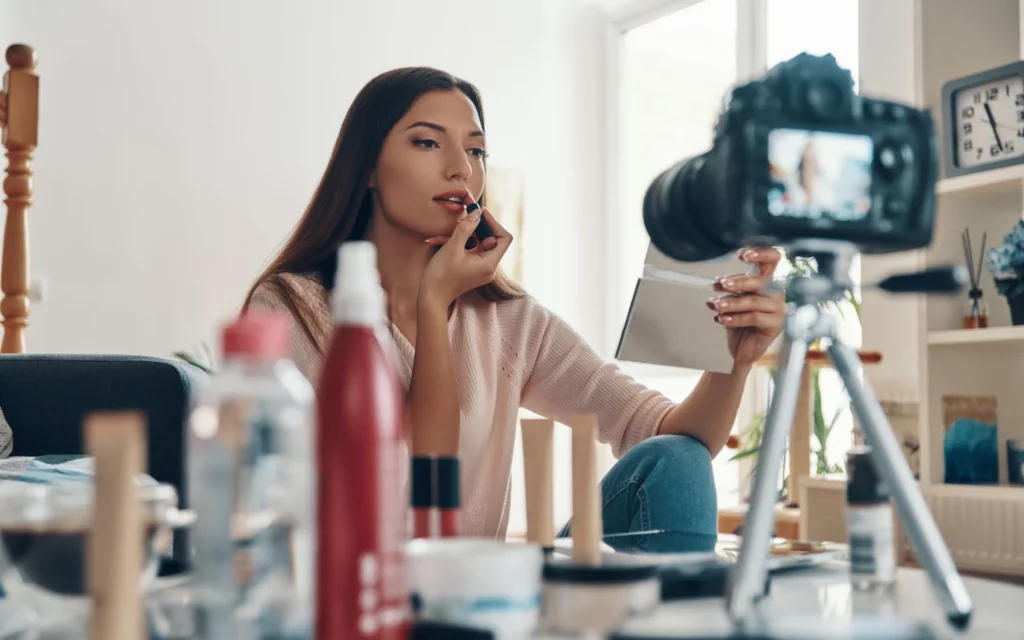 Young woman with a notable account creating content for Instagram posts