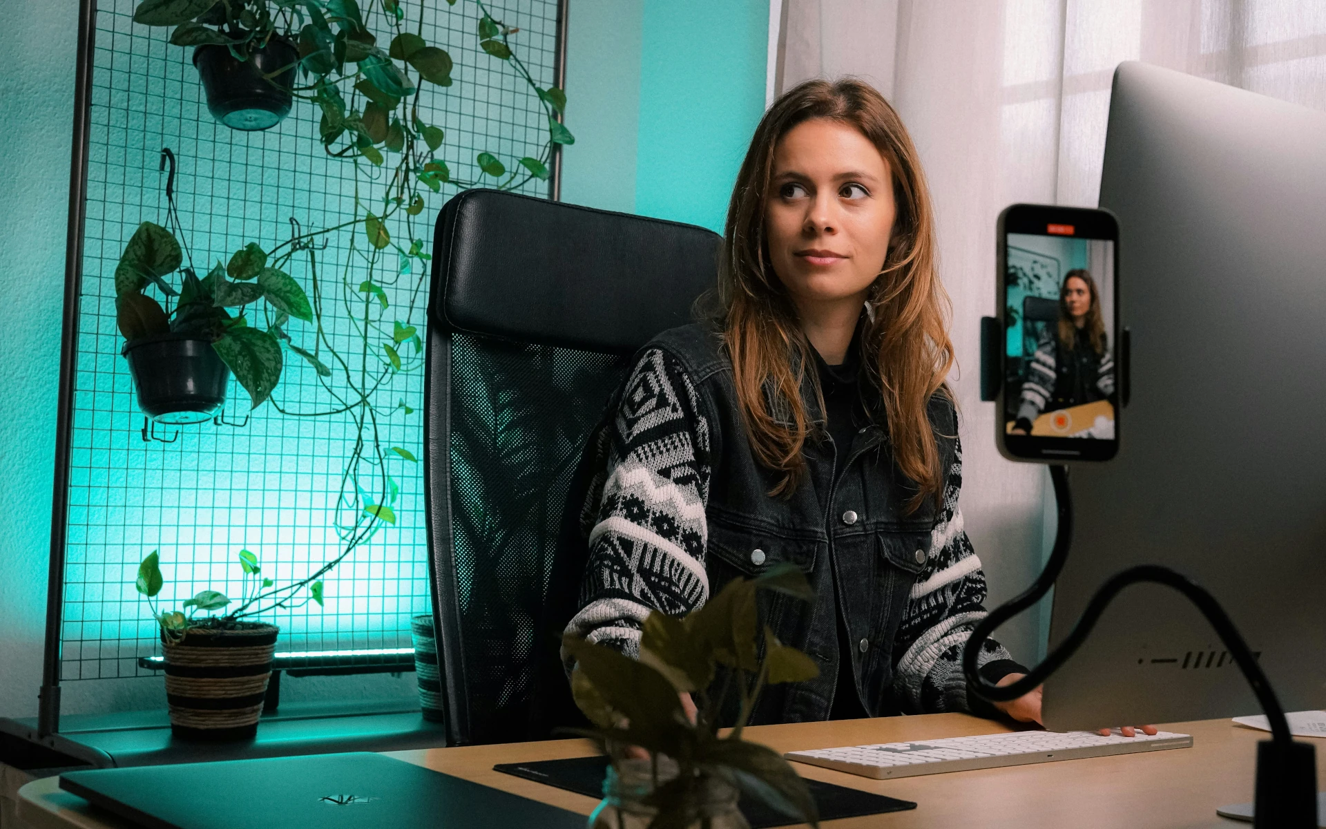 A girl sitting on a desk