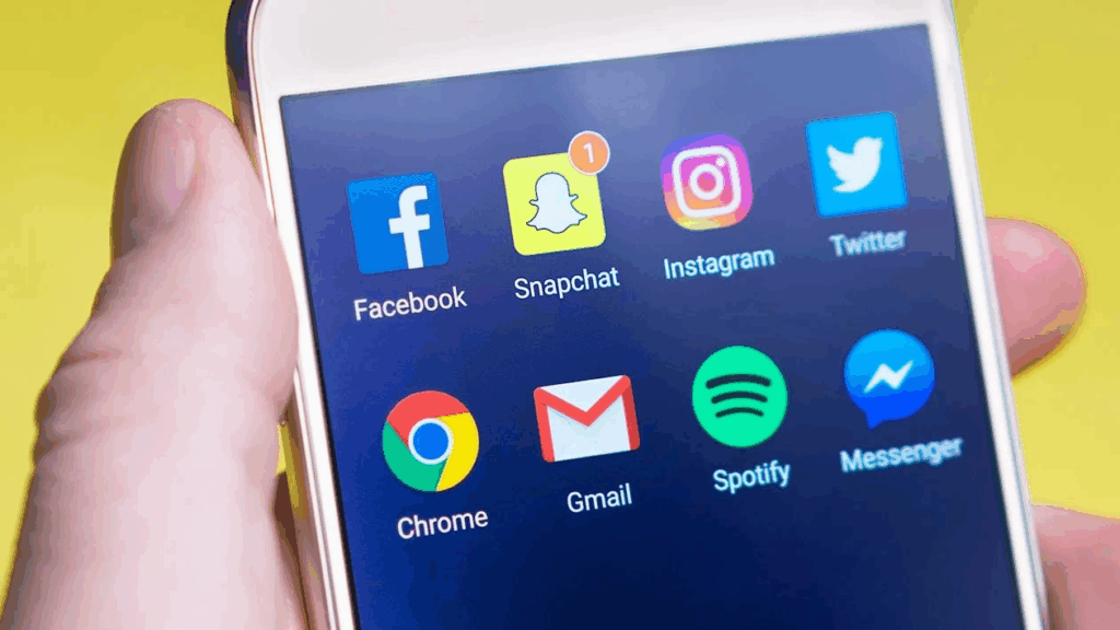 phone with social media icons