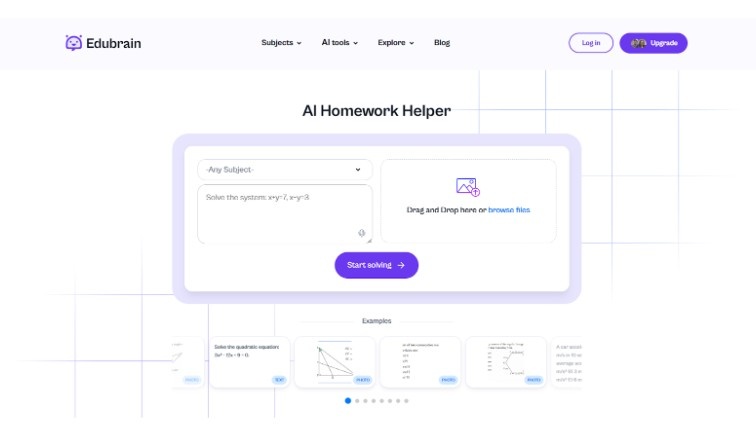 Landing page of Edubrain