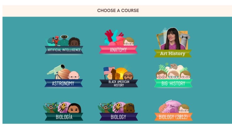 Landing page of Crashcourse