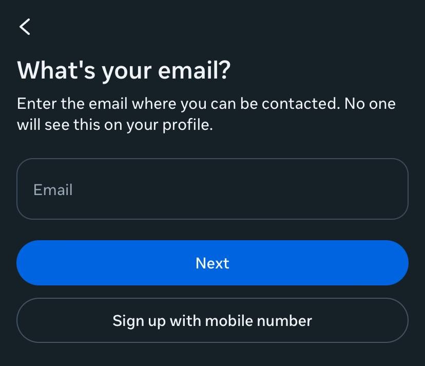 Application with visible window to insert Email.