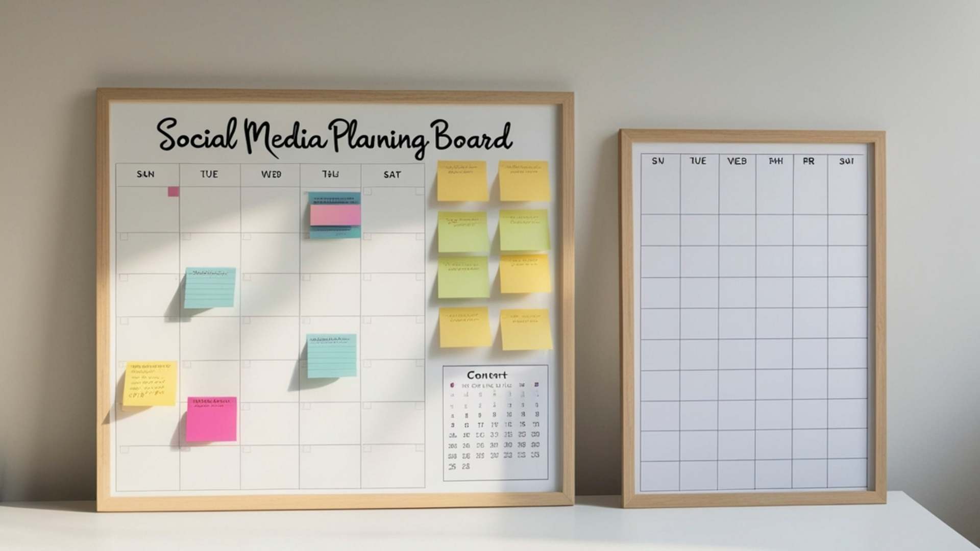 Content planning board for social media marketing strategy and campaign management