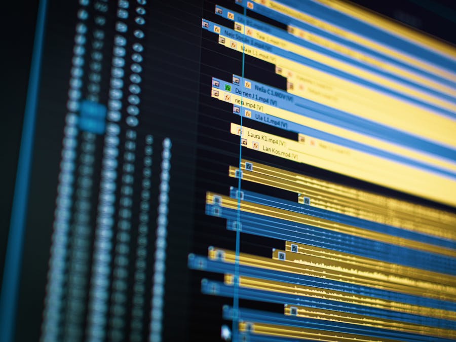 Close-up of a video editing timeline on a computer screen, showcasing modern technology.