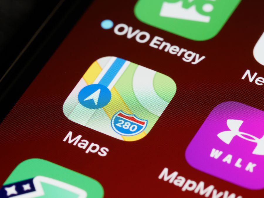 Detailed image of a navigation app icon on a smartphone screen.
