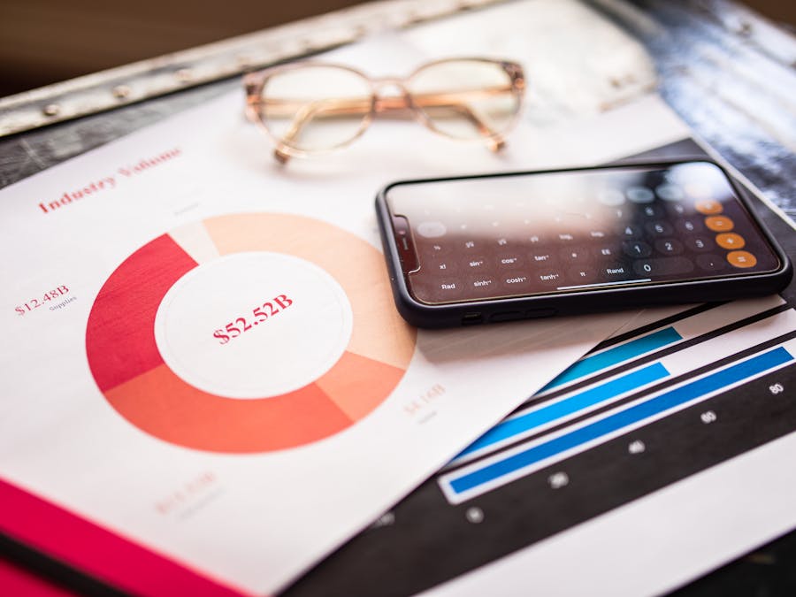 Smartphone on business documents with charts and graphs, illustrating financial analysis.