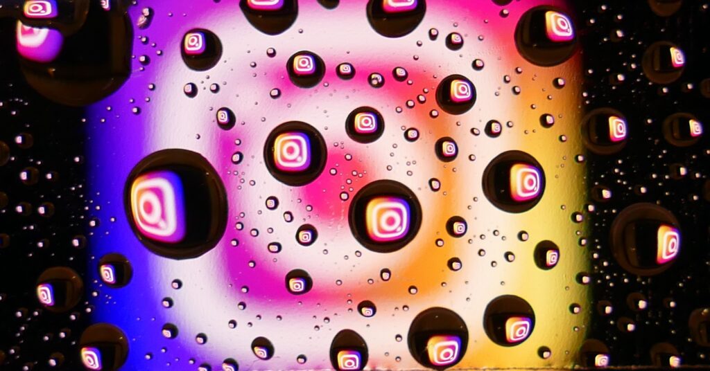 Instagram logo as water drops