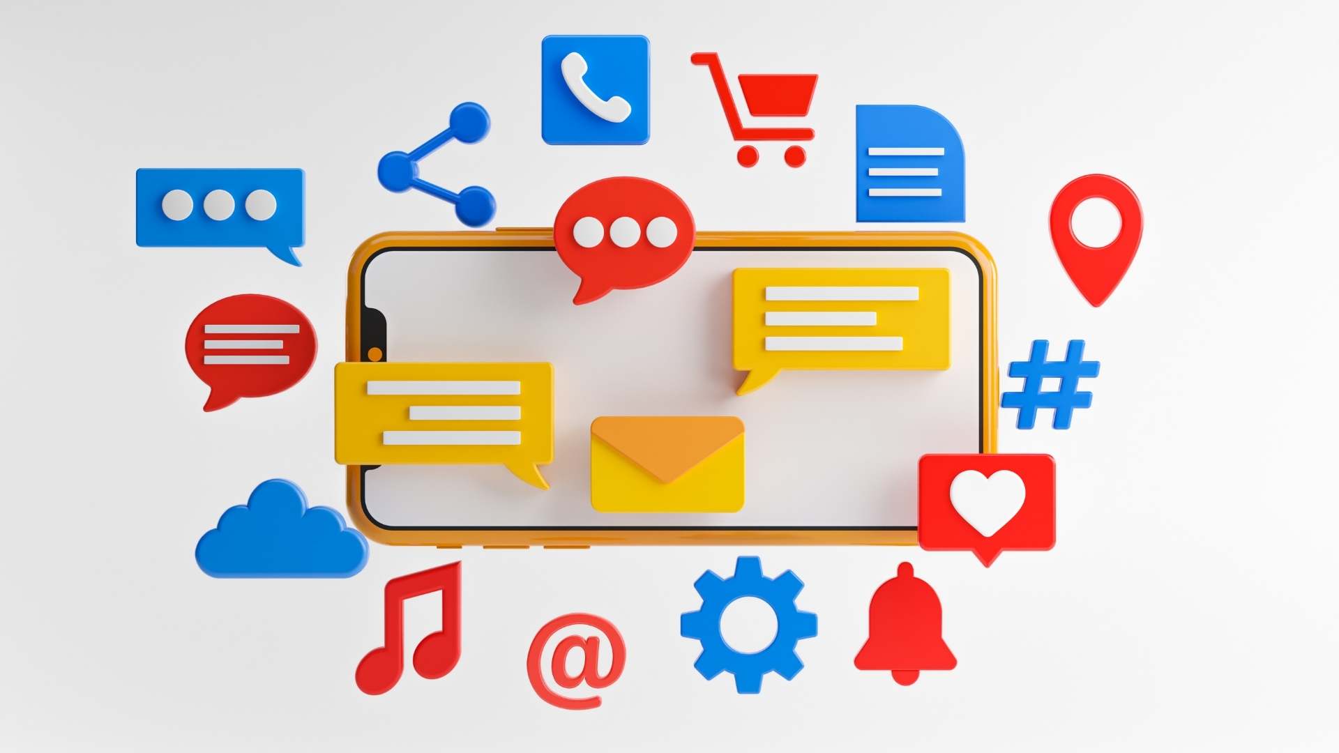 Smartphone surrounded by social media icons