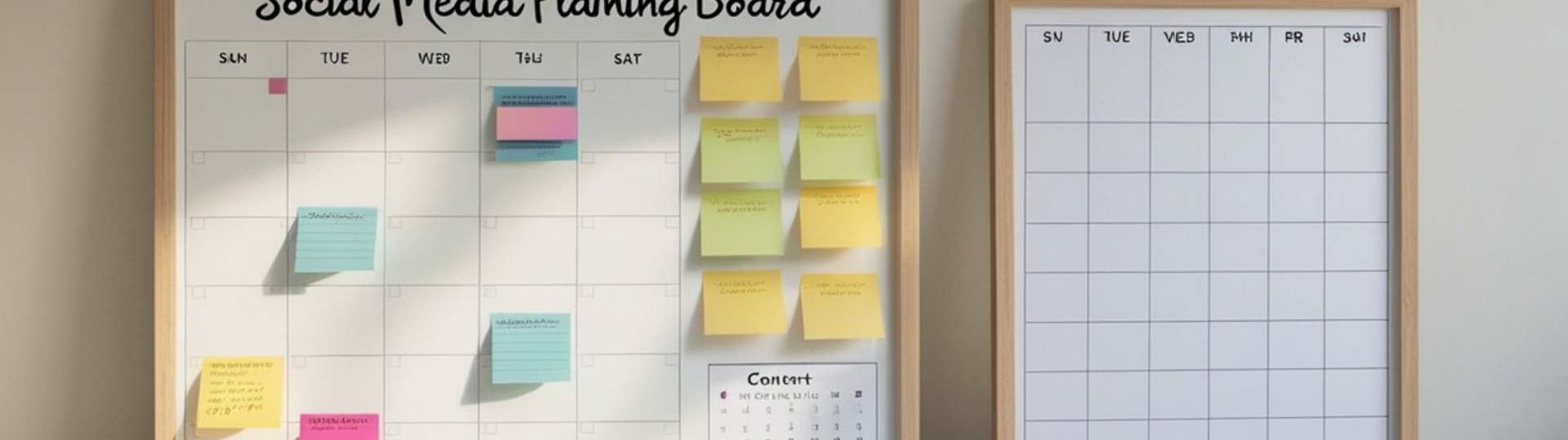 Content planning board for social media marketing strategy and campaign management