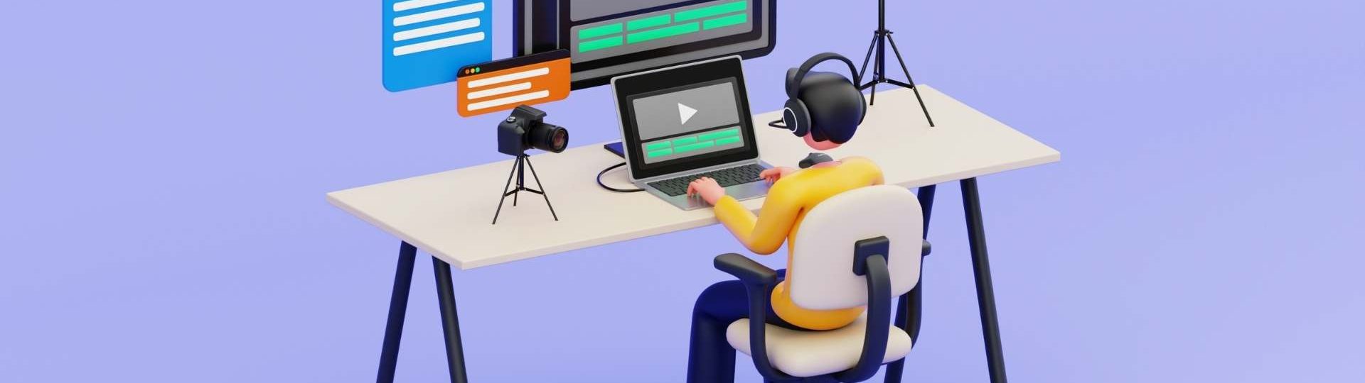 Content creator producing and editing product launch videos