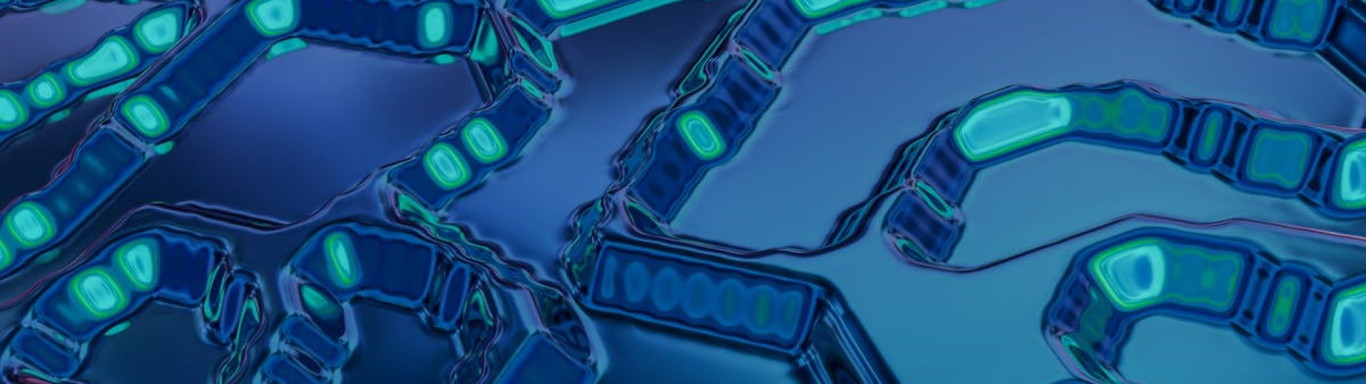 High-tech abstract art featuring blue and teal circuit-like patterns with a digital vibe.